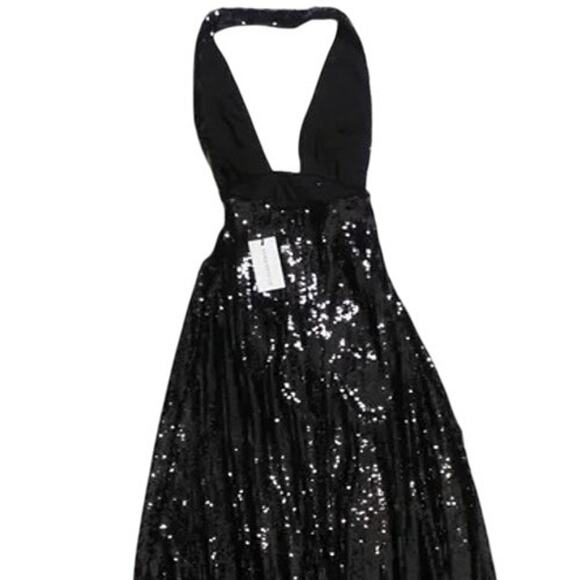 NWT Weworewhat Sequin Halter Dress Full Length Maxi Dress Sleeveless 2 Black - Picture 9 of 16